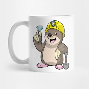 Mole as Miner with Shovel & Diamond Mug